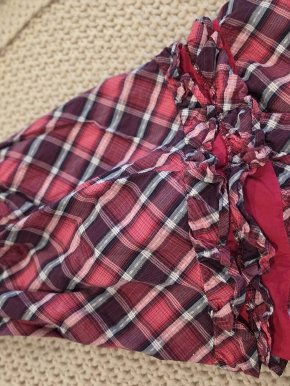 babyGap Girls Red Plaid Ruffle Dress Tie Detail Toddler Size 5